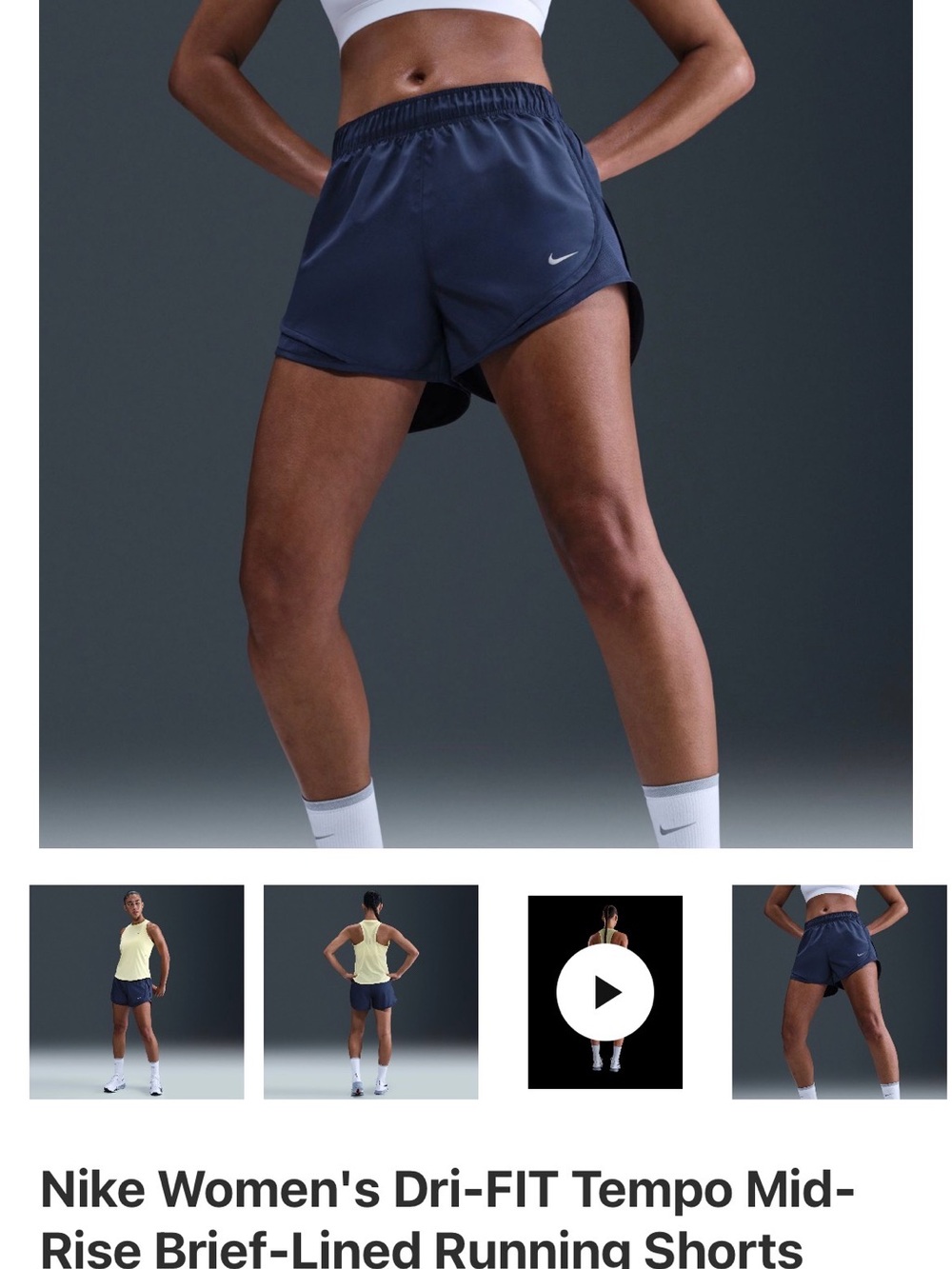 Nike Women's Dri-FIT Tempo Running Shorts - Navy